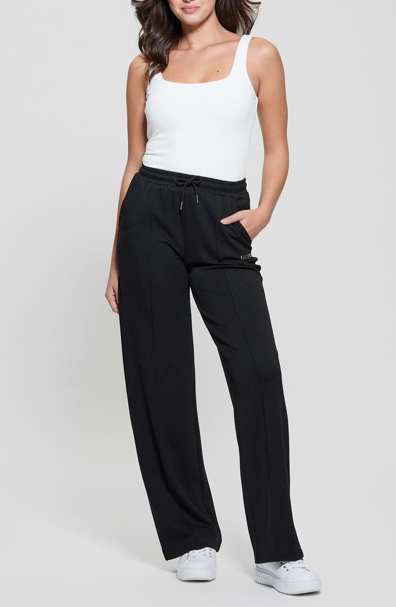 GUESS Gelsey Straight Leg Sweatpants, Alternate, color, Black-Black