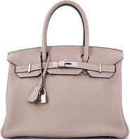 Pre-Owned Hermes Birkin Handbag Grey Togo with Palladium Hardware 30