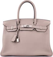 Pre-Owned Hermes Birkin Handbag Grey Togo with Palladium Hardware 30