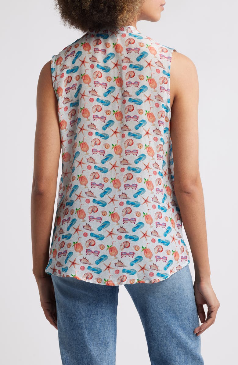 APNY Print Button-Up Sleeveless Top, Alternate, color, Pastel Grey Multi