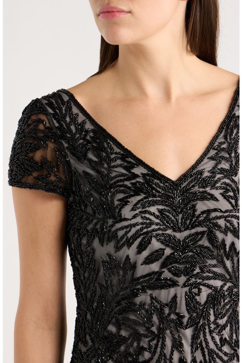 Beaded A-Line Minidress, Alternate, color, BLACK 001