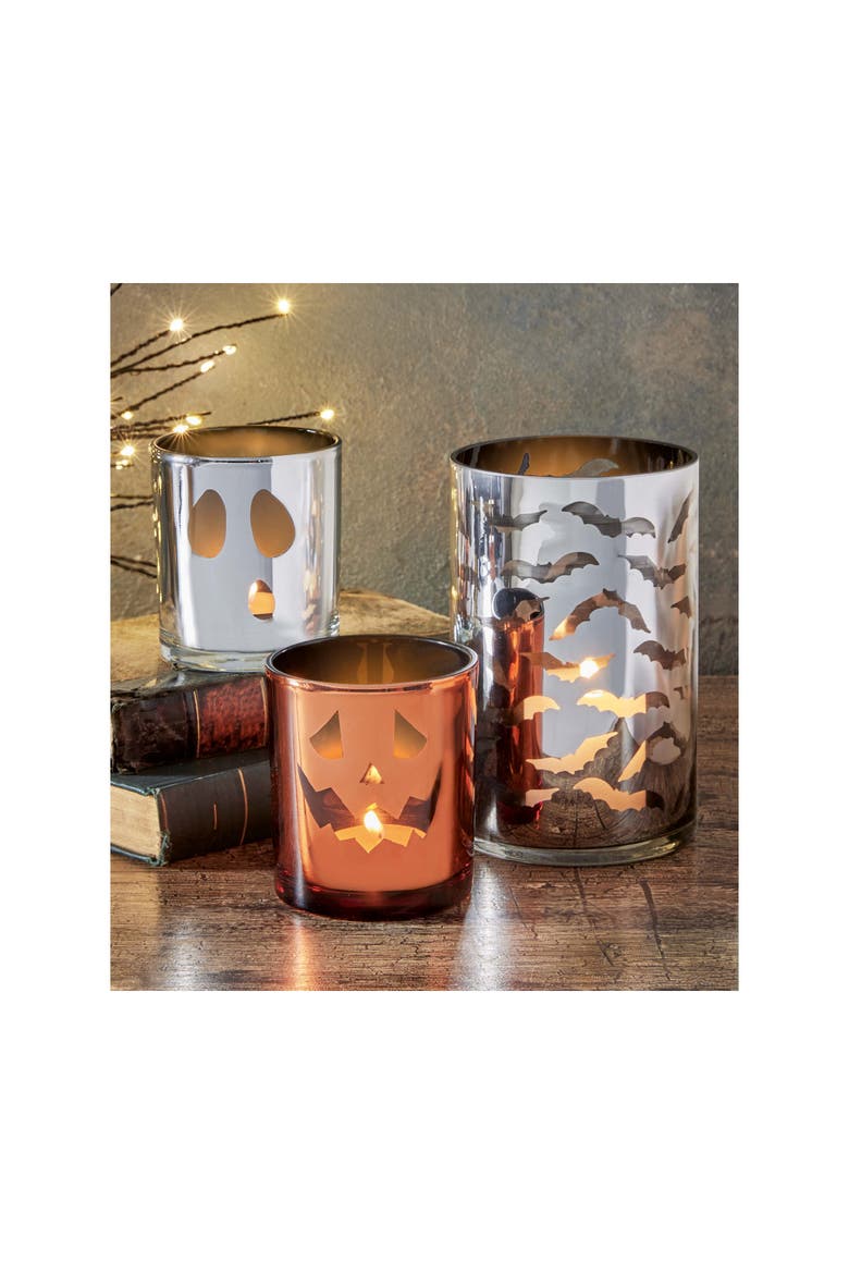 Jack O'Lantern Mercury Tealight Holder Halloween Decor, Alternate, color, Orange