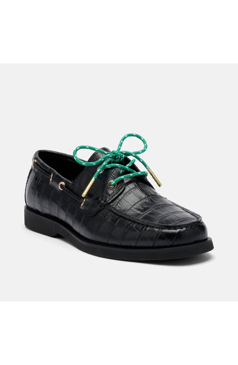 MARC NOLAN Ms. Capri Black Croc Leather Boat Shoes, Alternate, color, Black