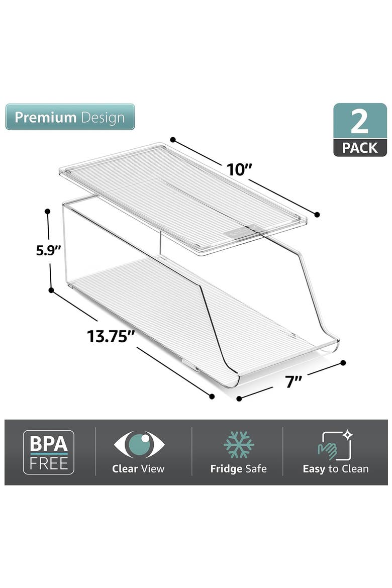 Set of 2 Narrow Can Organizers, Alternate, color, CLEAR