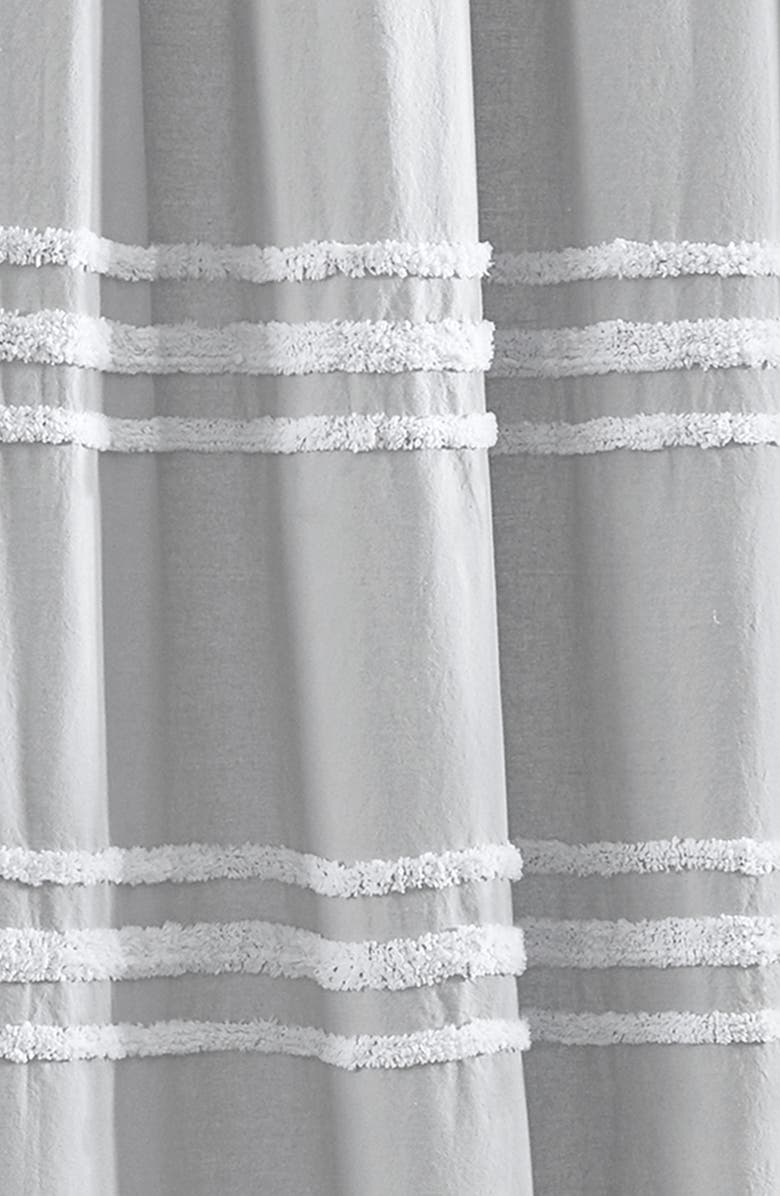 DKNY Chenille Stripe Shower Curtain, Alternate, color, Grey