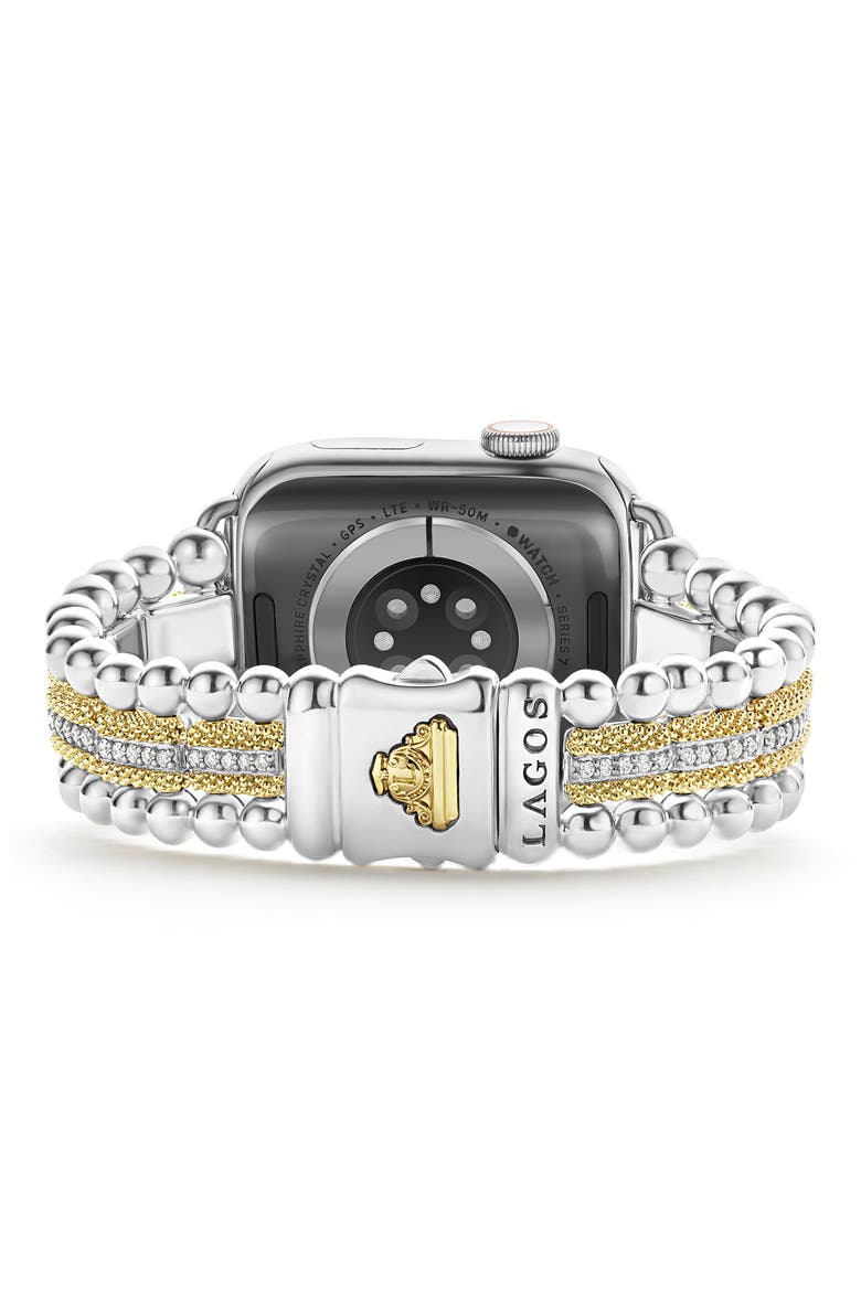 Smart Caviar Diamond Luxe Apple Watch® Watchband, Alternate, color, GOLD/ SILVER