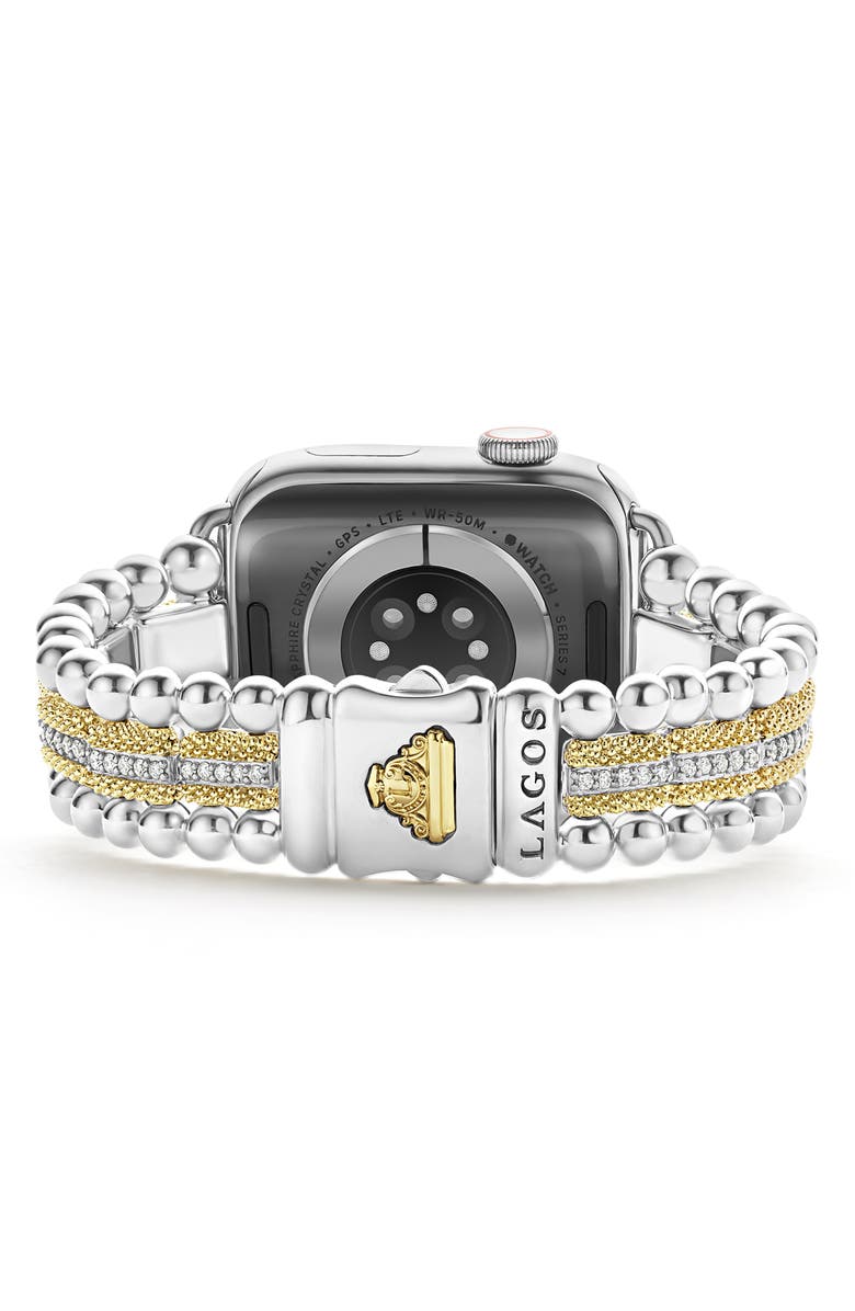 LAGOS Smart Caviar Diamond Luxe Apple Watch<sup>®</sup> Watchband, Alternate, color, Gold/ Silver