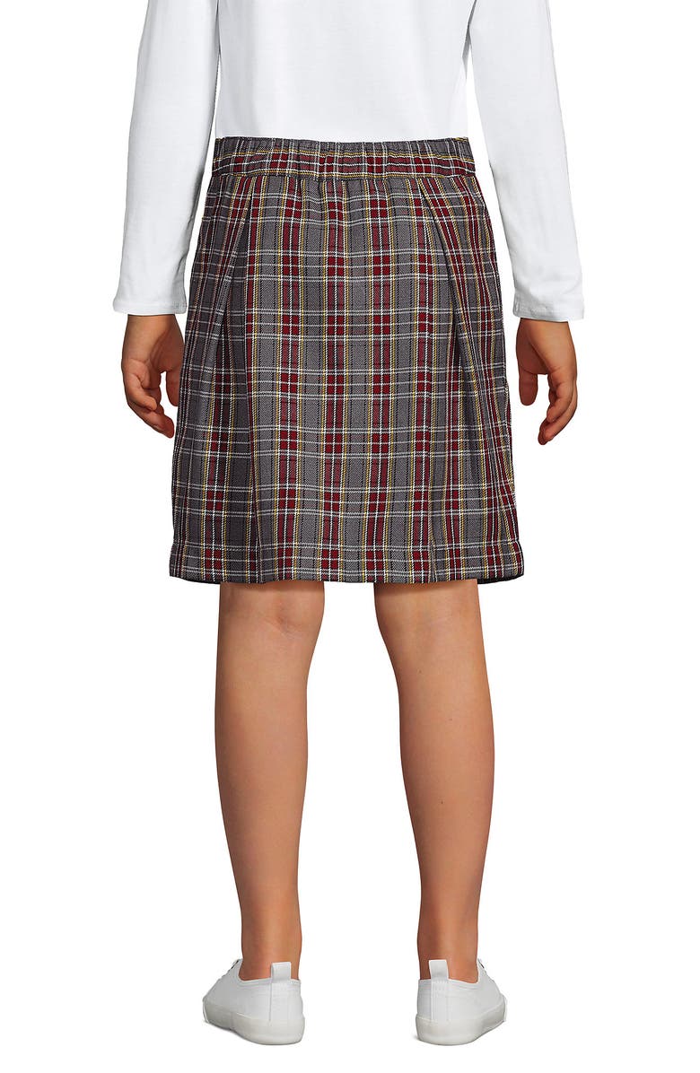 Lands' End School Uniform Girls Plaid Skort Top of Knee, Alternate, color, Gray Heather/Maroon Plaid