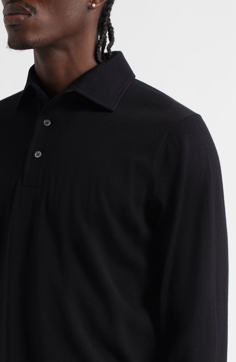 Thom Sweeney Extrafine Virgin Merino Wool Polo Sweater, Alternate, color, Black