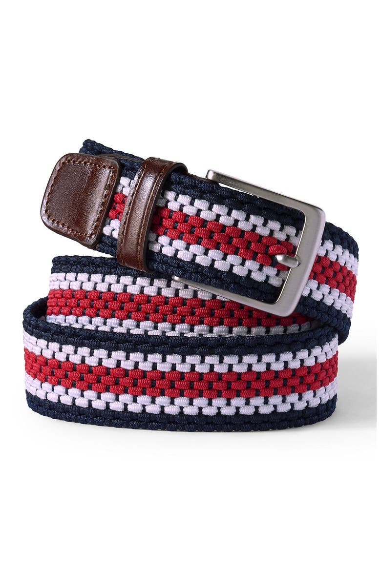 Elastic Braid Belt, Main, color, Red White Blue Stripe