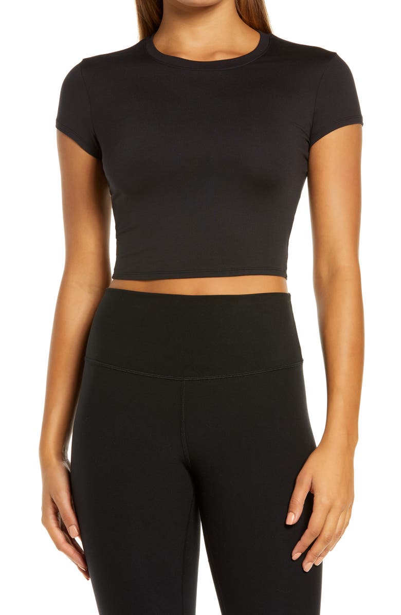 Alo Adapt Alosoft Short Sleeve Crop Top, Main, color, 