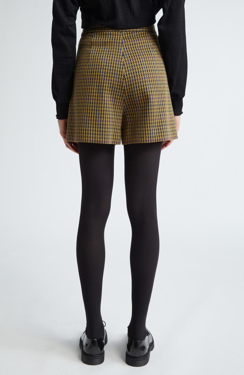 Max Mara Patroni Houndstooth Pleated Wool Blend Shorts, Alternate, color, 