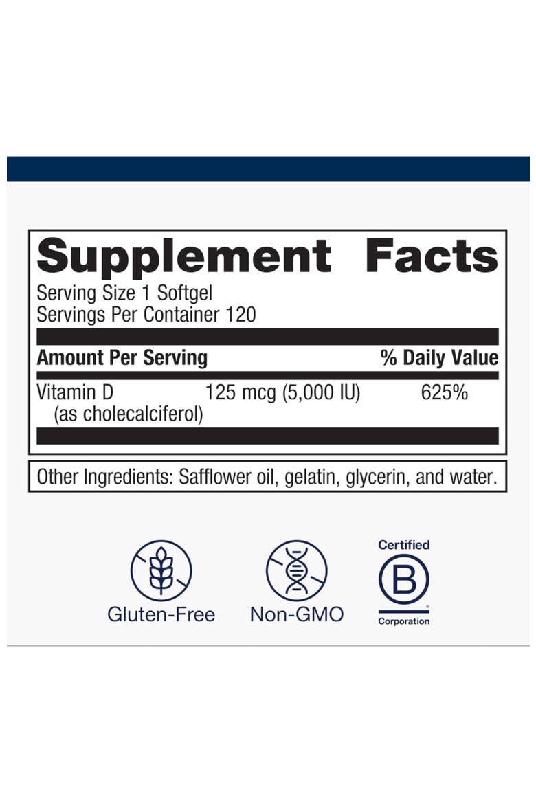 Vitamin D3 5000 IU High Potency Immune Support Softgels 120 Count, Alternate, color, None