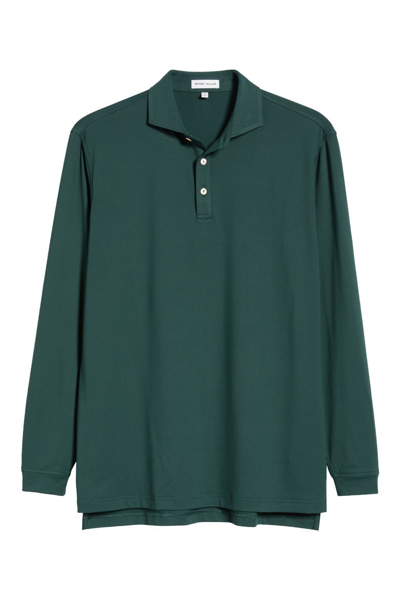 Lyons Heathered Long Sleeve Performance Jersey Polo, Main, color, PINE BROOK