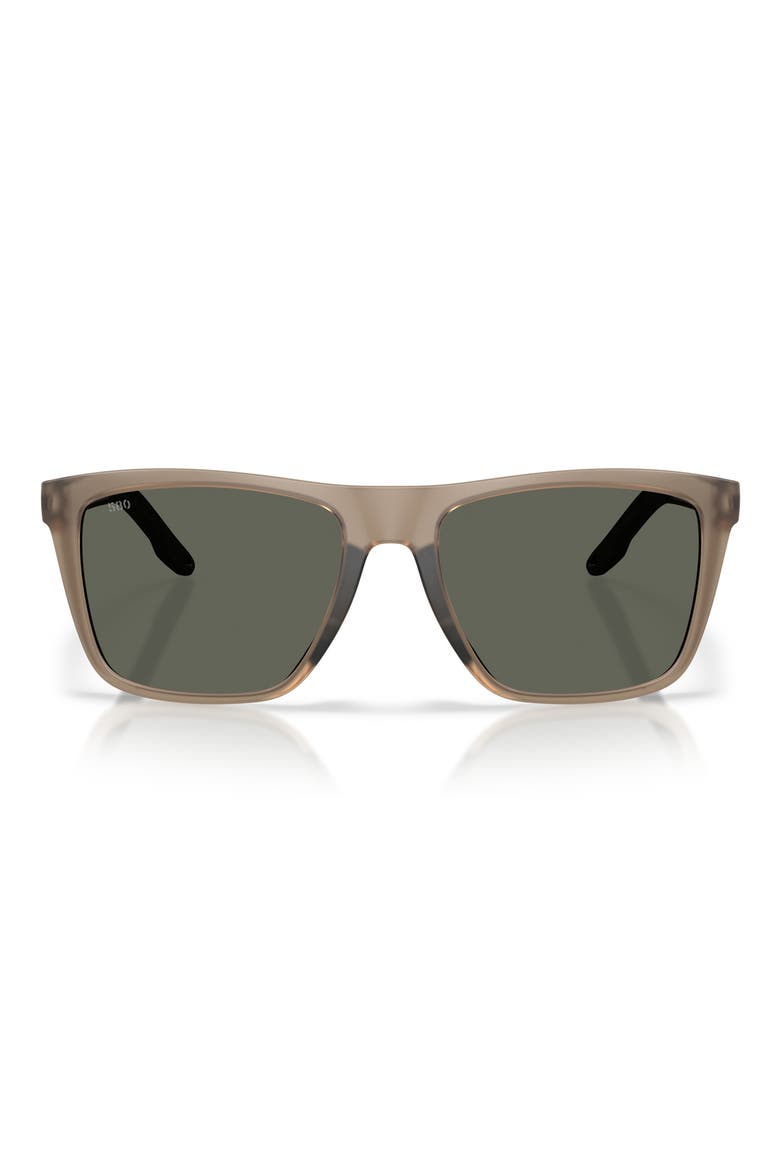 Mainsail XL 59mm Polarized Square Sunglasses, Main, color, MATTE BROWN SMOKE / GRAY 580G