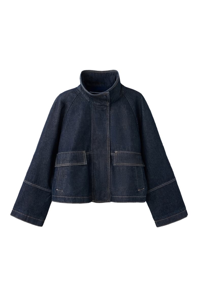 Funnel Neck Nonstretch Denim Jacket, Alternate, color, OPEN BLUE