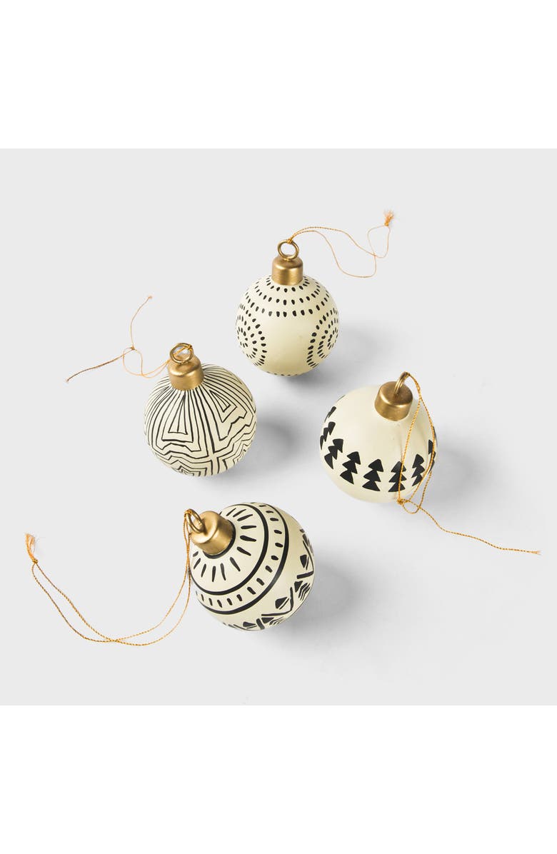 Mela Artisans Wintermark Ornaments, Main, color, Soft Tones With Black Motifs