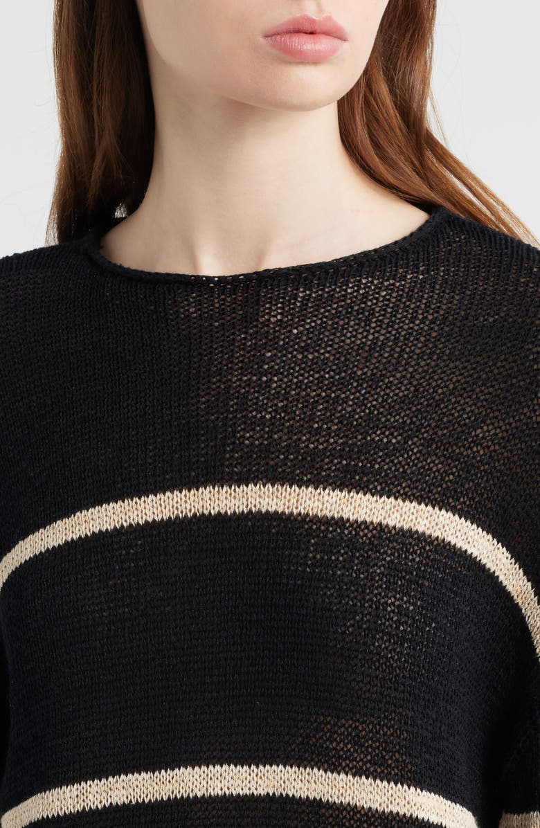 Rails Evangeline Stripe Cotton & Linen Blend Sweater, Alternate, color, Black Linen Stripe