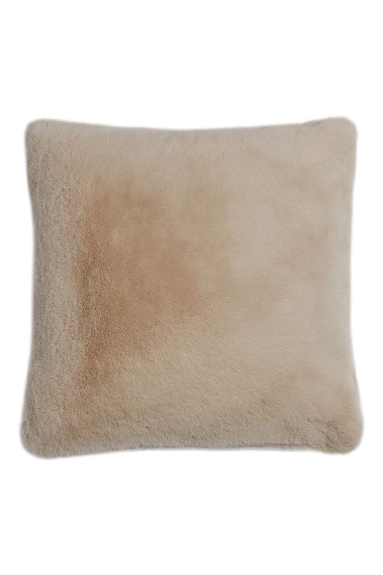 Brenn Faux Fur Accent Pillow Cover, Main, color, LATTE