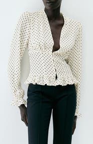 MANGO Ruffle V-Neck Top