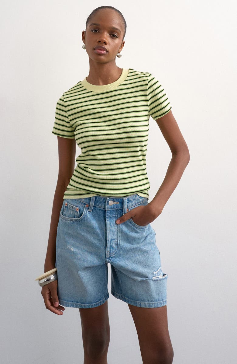 Topshop Editor Mid Rise Denim Shorts, Alternate, color, 