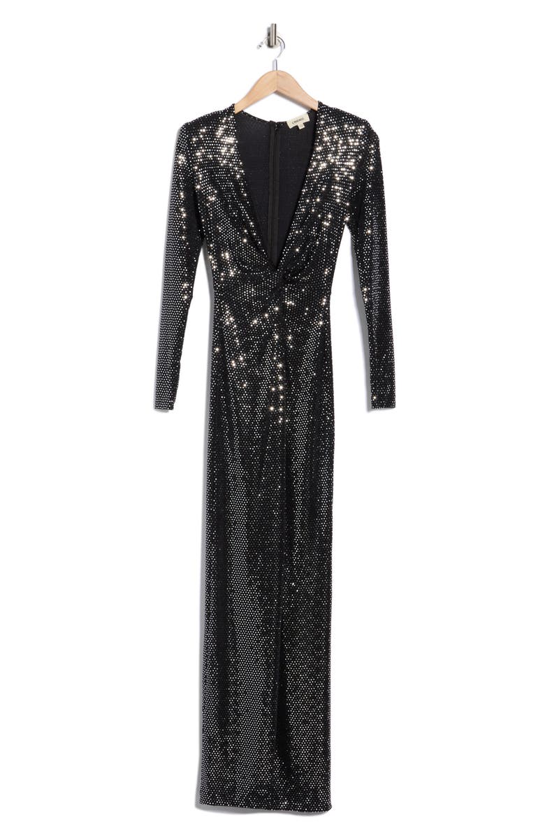 L'AGENCE Rosetta Twist Front Dress, Alternate, color, Black/ Silver