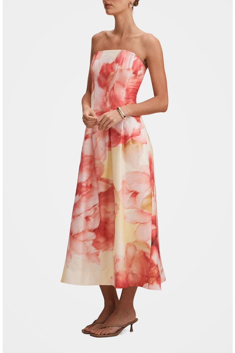 Mirielle Strapless Abstract Print Midi Sundress, Alternate, color, BELLARA FLORAL