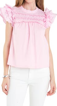 English Factory Ruffle Cotton Top