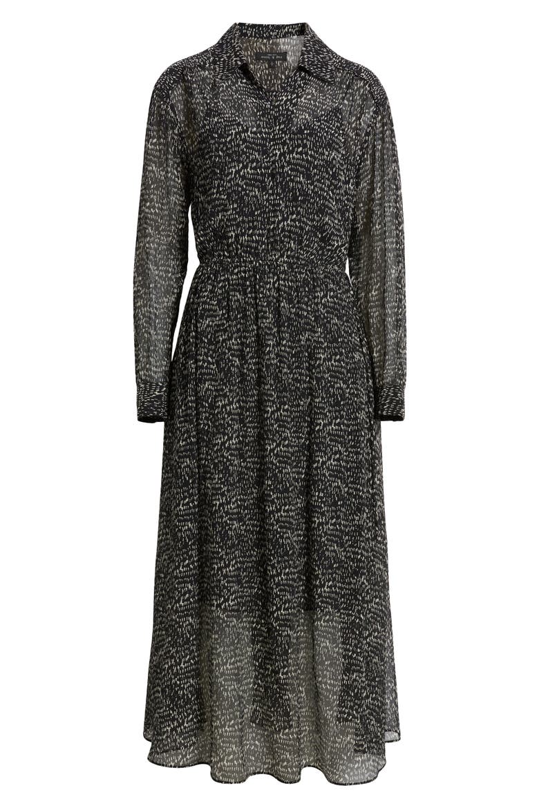 Emmy Long Sleeve Silk Blend Dress, Alternate, color, BLKMULT