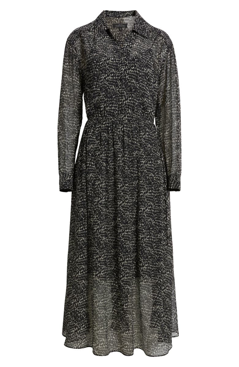 rag & bone Emmy Long Sleeve Silk Blend Dress, Alternate, color, Blkmult