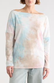 GO COUTURE Tie Dye Boat Neck Sweater