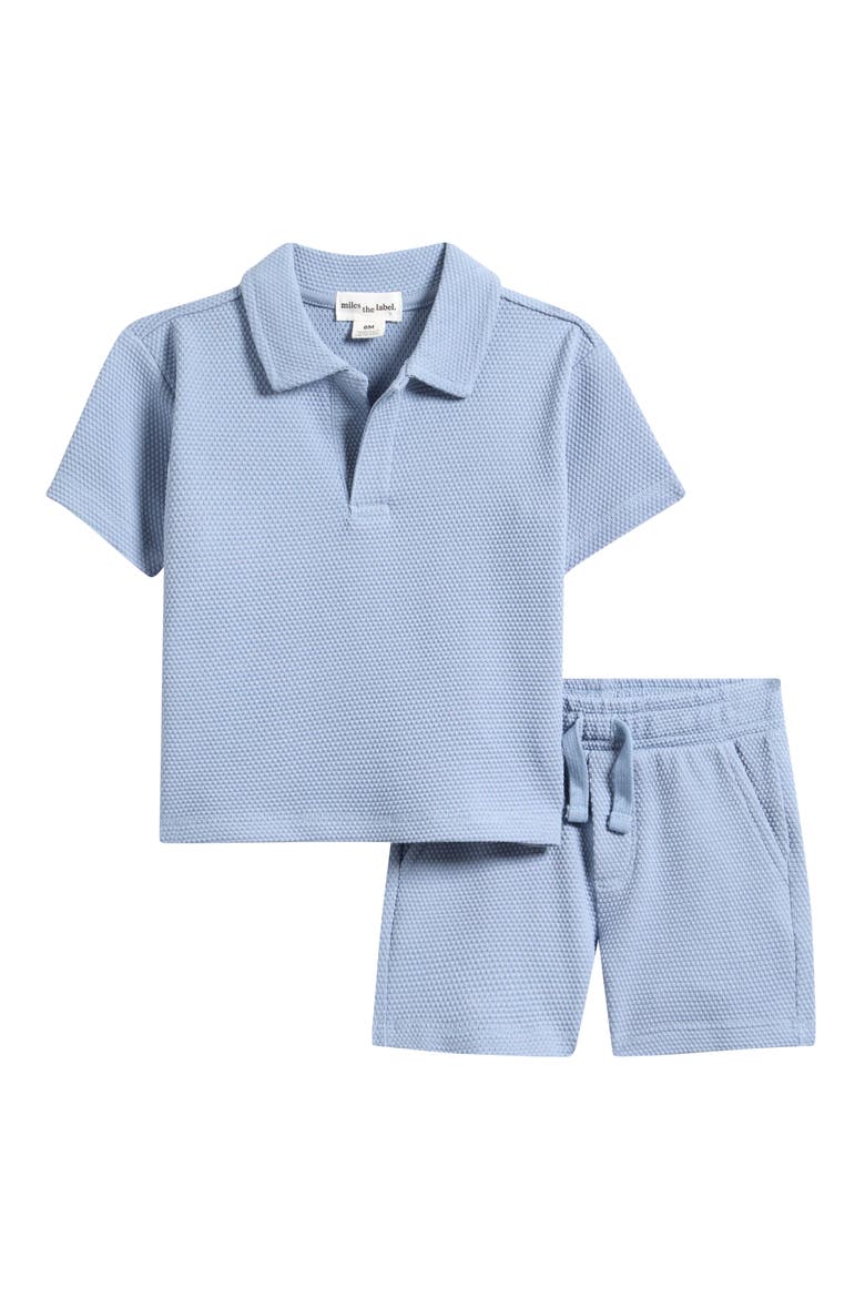 Piquè Polo & Shorts Set, Main, color, DUSTY BLUE