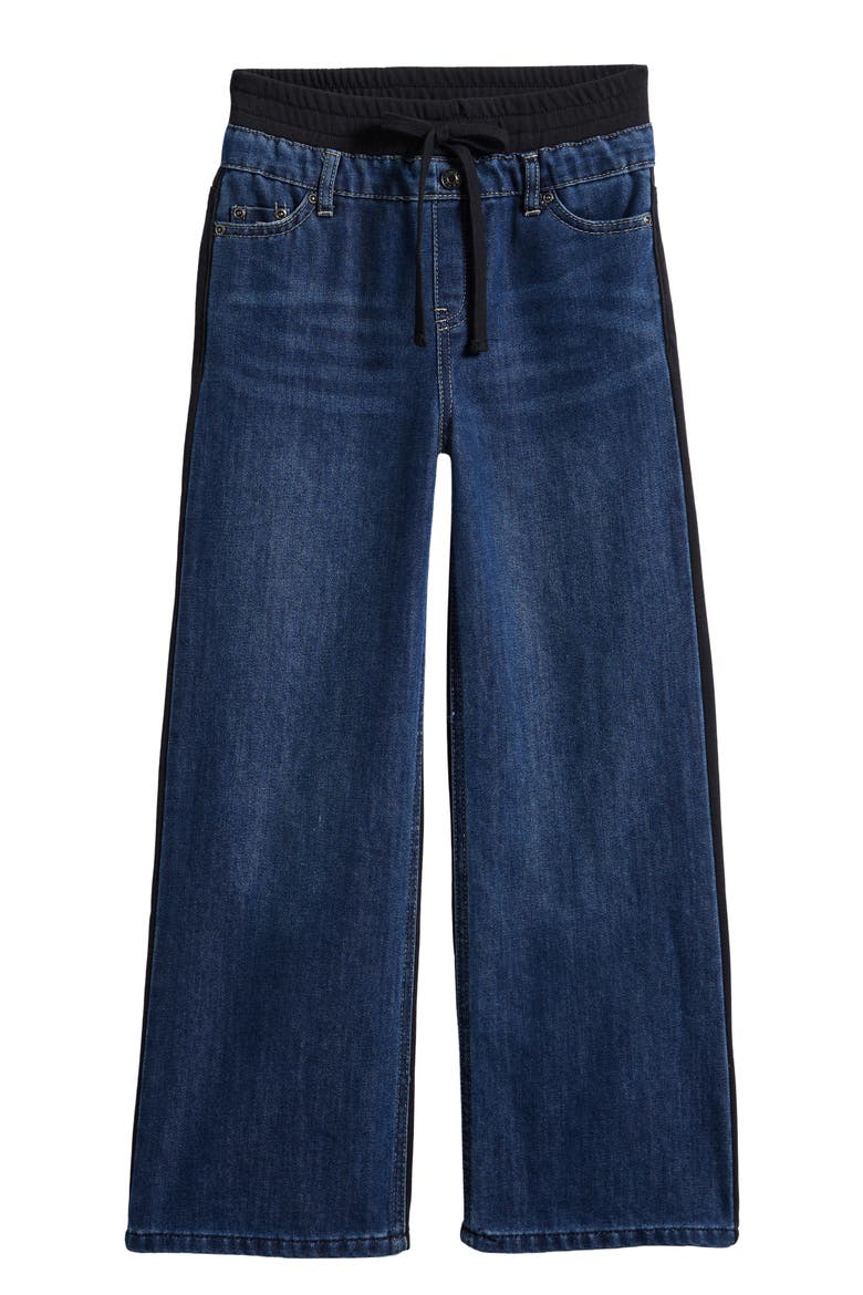 Kids' Mixed Media Jeans, Main, color, DARK BLUE/ BLACK