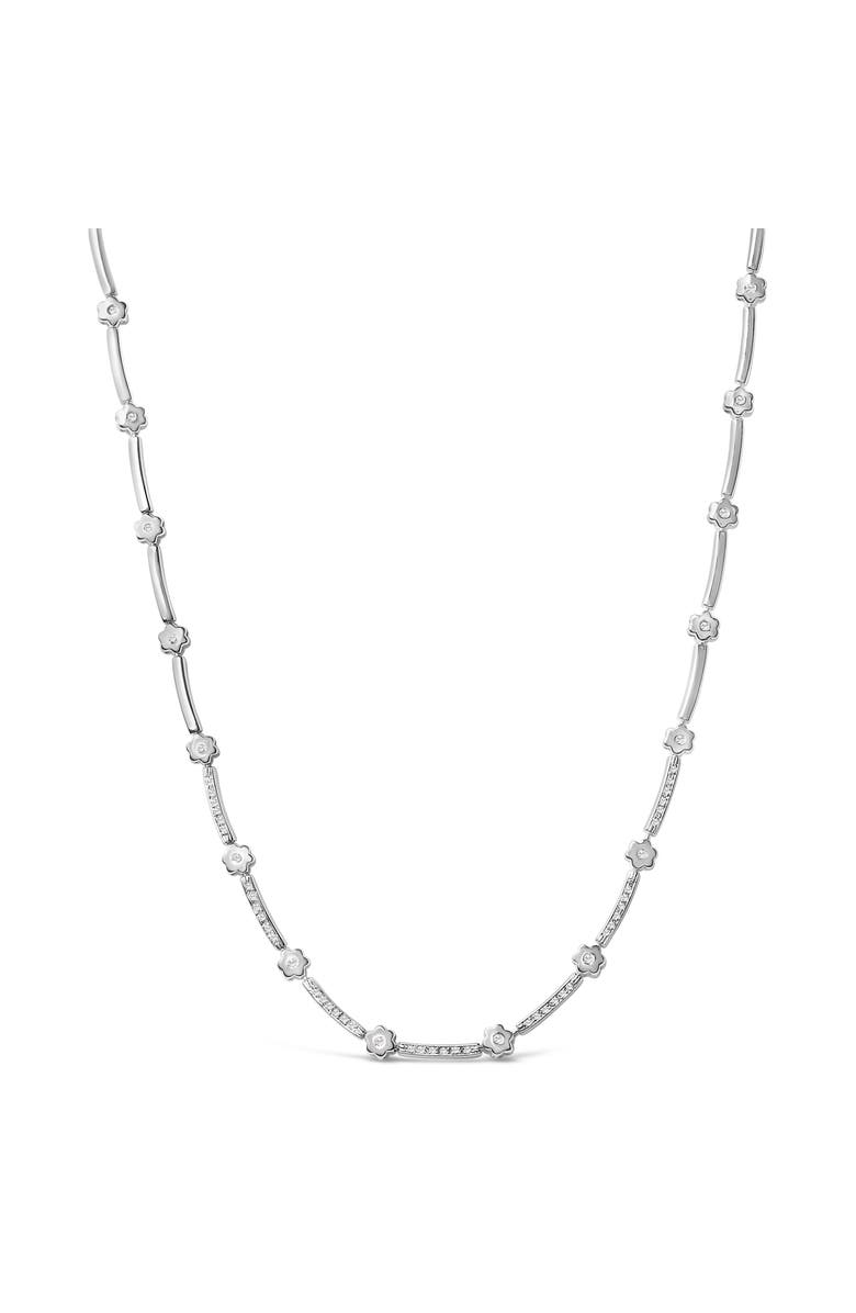 Haus of Brilliance 14K White Gold 1.0 Cttw Diamond Flower and Bar Station Necklace, Main, color, White