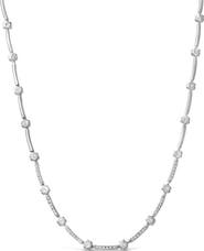 Haus of Brilliance 14K White Gold 1.0 Cttw Diamond Flower and Bar Station Necklace