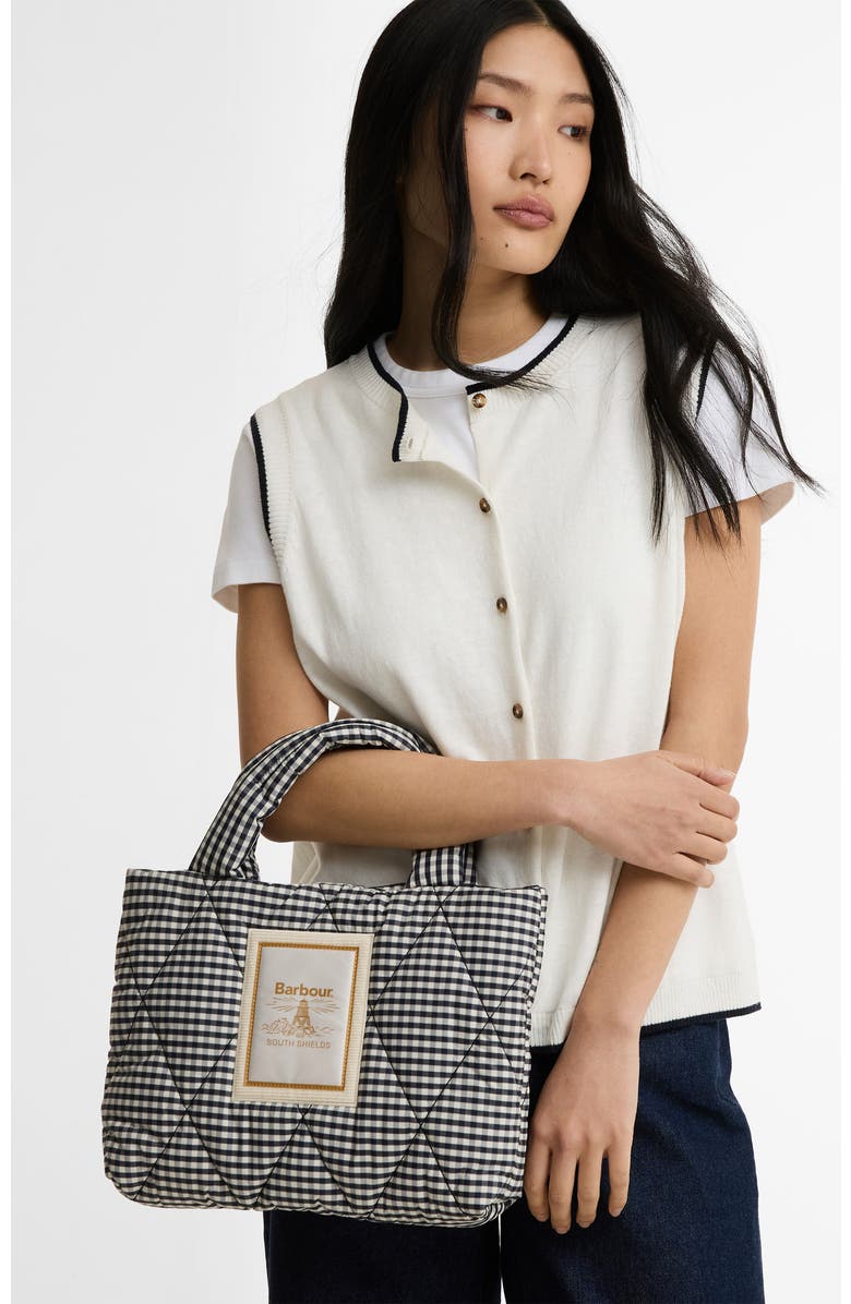 Barbour Mini Riah Gingham Diamond Quilted Tote, Alternate, color, Gingham Check
