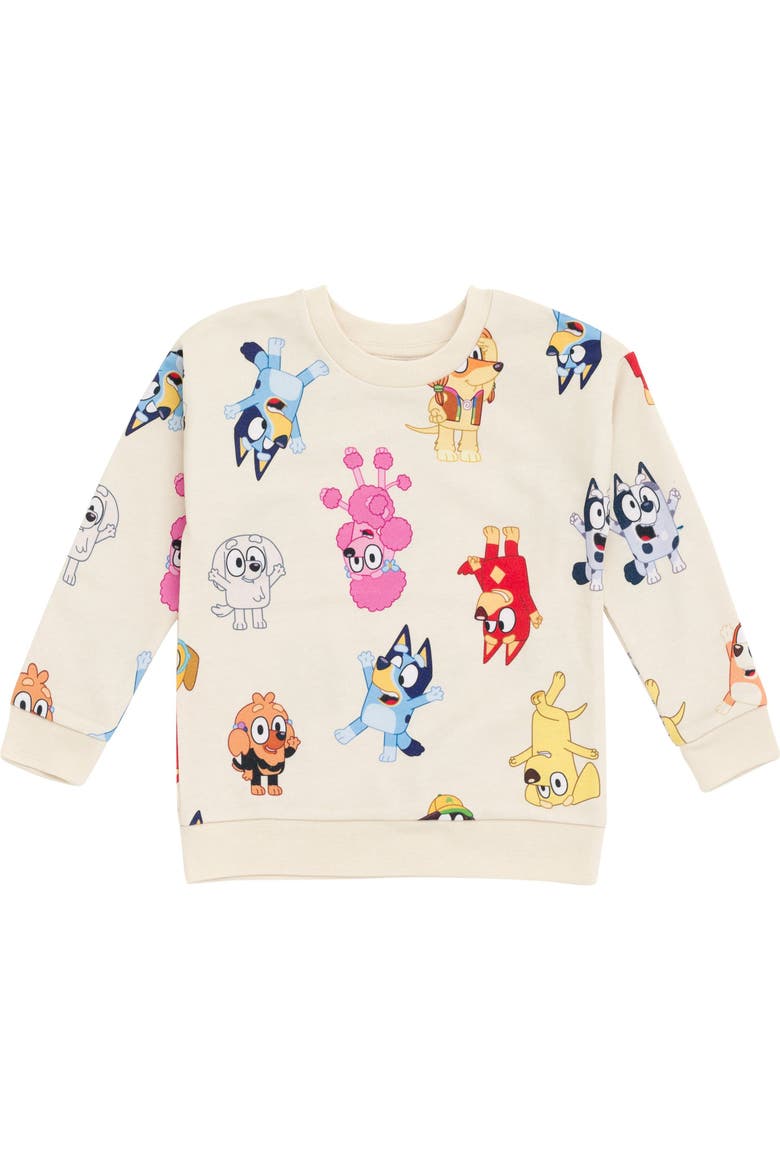 2-Piece Sweatshirt and Shorts Set, Alternate, color, Ivory Bluey Bingo