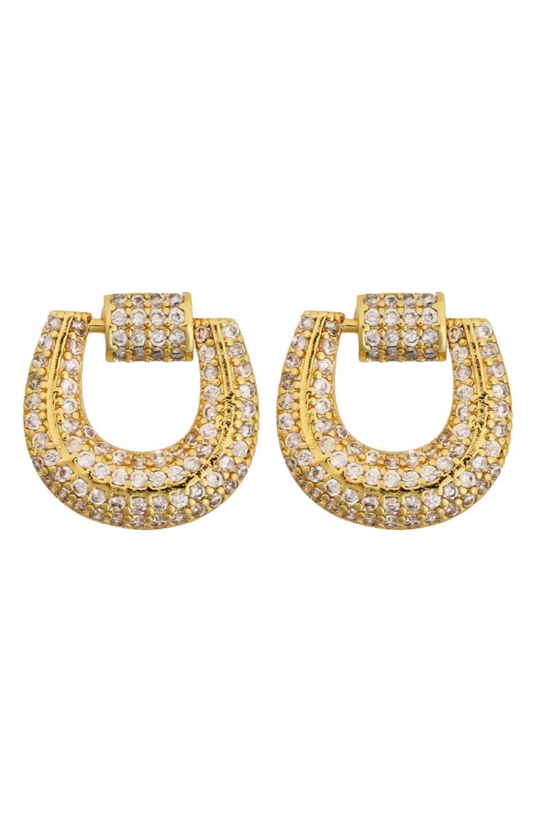 Panacea Pavé Cubic Zirconia Doorknocker Earrings, Main, color, Gold