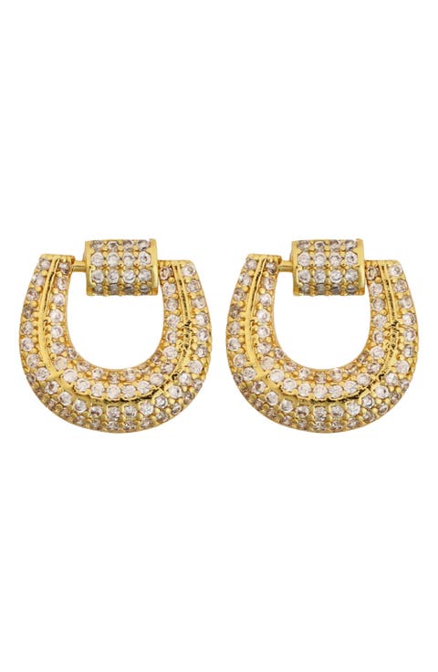 Pavé Cubic Zirconia Doorknocker Earrings