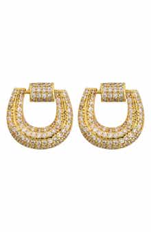 Panacea Pavé Cubic Zirconia Doorknocker Earrings