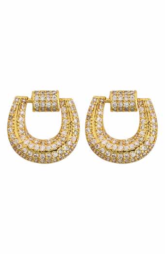 Panacea Pavé Cubic Zirconia Doorknocker Earrings