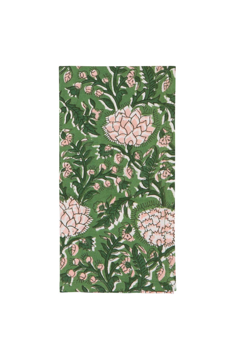 Danica Brands Peony Block Print Napkin - Set of 12, Alternate, color, Green