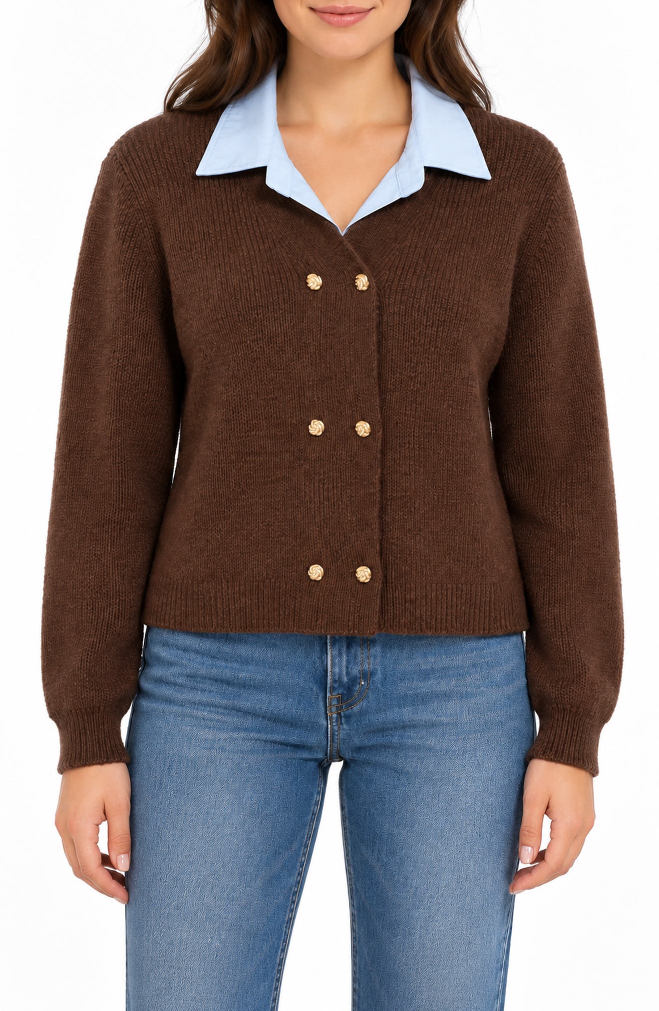 Faux Twofer Cardigan