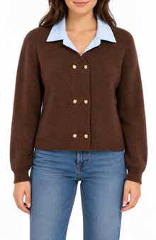 Faux Twofer Cardigan