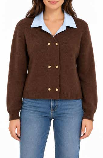 Faux Twofer Cardigan