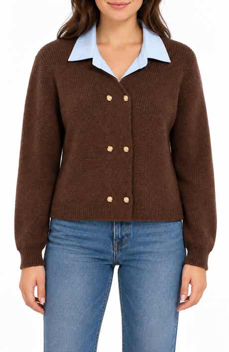Faux Twofer Cardigan