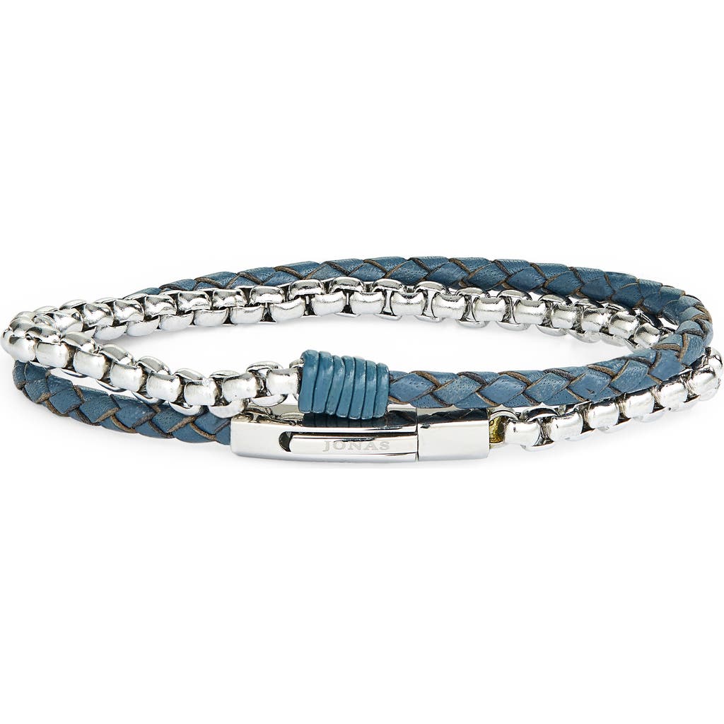 Jonas Studio Braided Leather & Chain Double Wrap Bracelet in Blue  product
