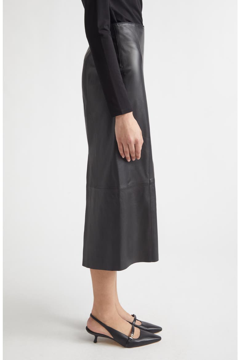 Leather Midi Skirt, Alternate, color, BLACK