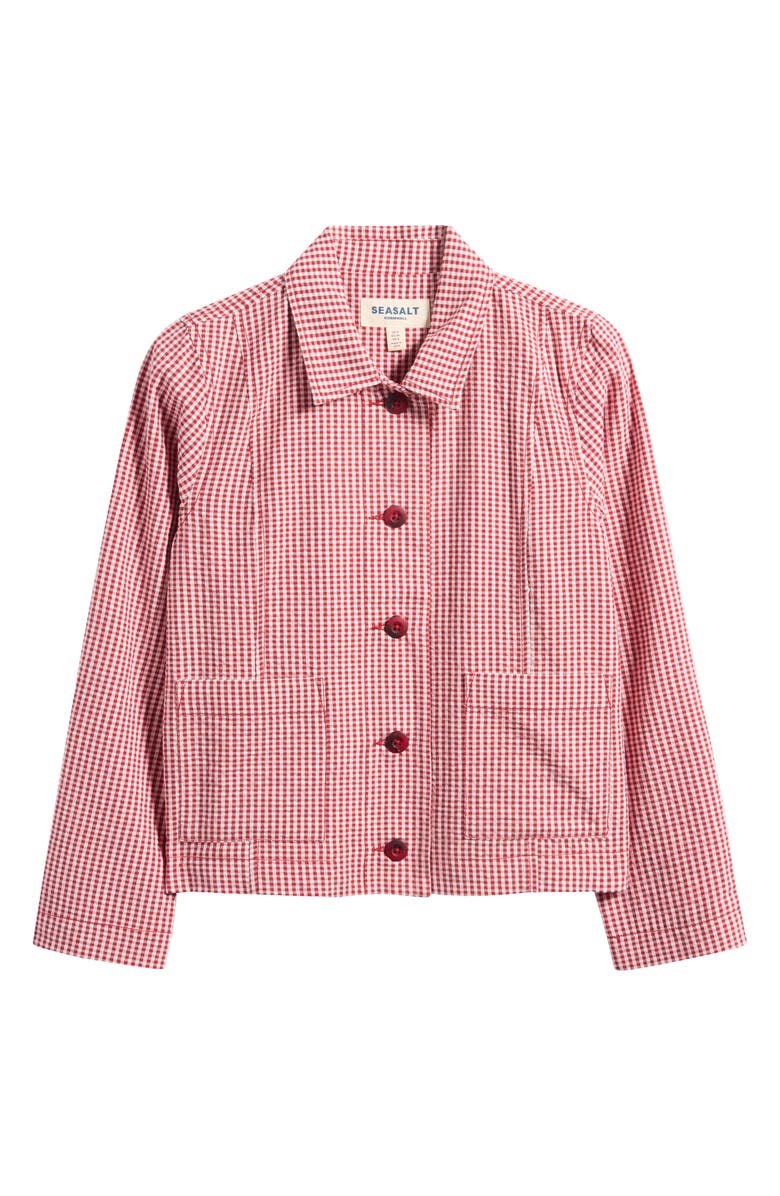 Seasalt Cornwall Carnon Downs Gingham Organic Cotton Chore Jacket, Main, color, Gingham Scarlet