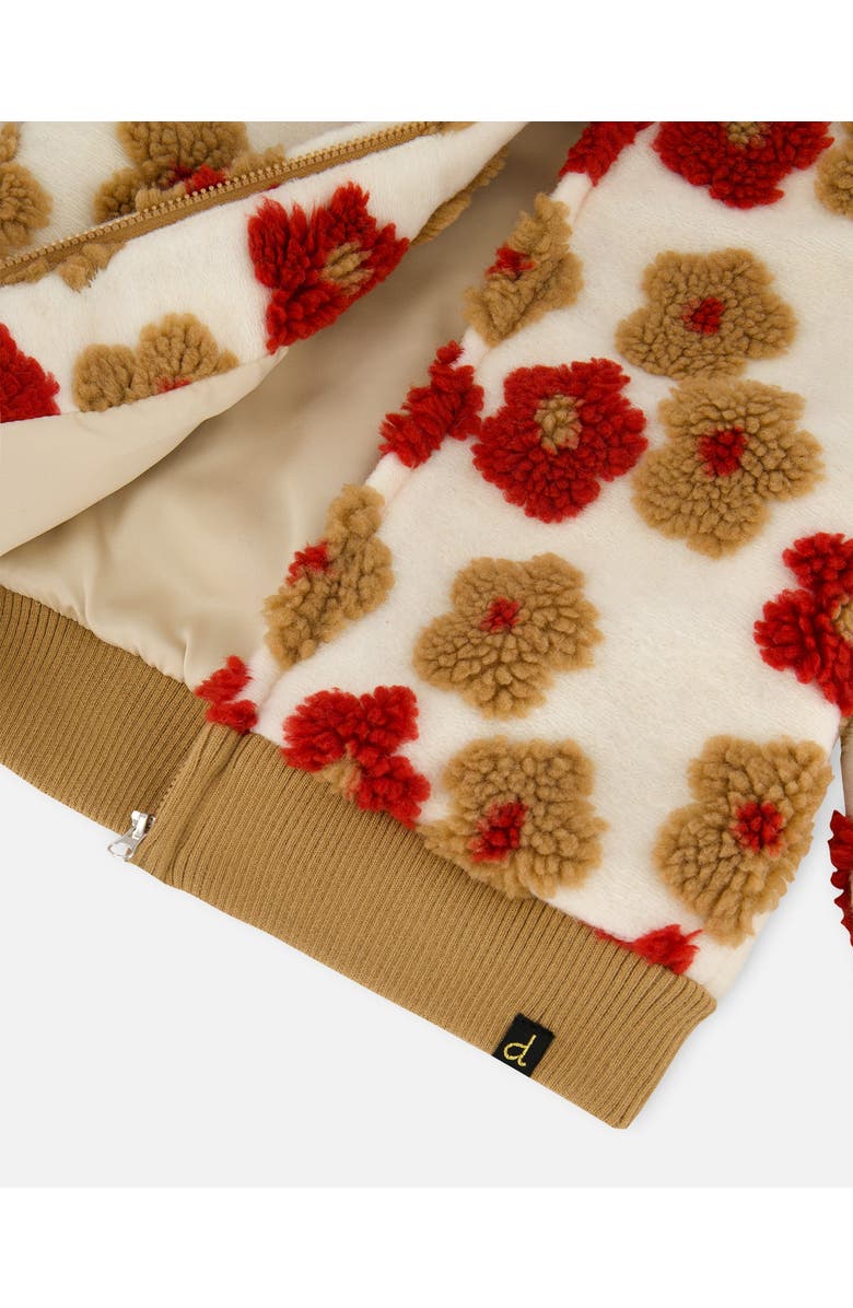 Deux par Deux Full Zip Jacket with Jacquard Floral, Alternate, color, Beige And Red